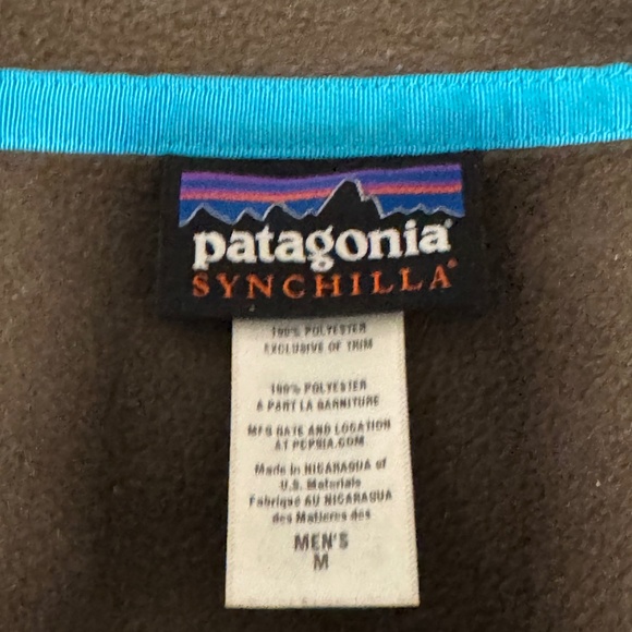 Patagonia Synchilla Mens Medium Brown Blue Snap-T Fleece Pullover - Picture 5 of 7